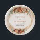 Plato De Papel Terracota naranja quemada y arco vegetal<br><div class="desc">Prepárate para elevar la recepción de tu boda con un toque encantador. Imagina tus mesas adornadas con terracota naranja quemada y hojas de papel de arbolado verde, añadiendo un encanto rústico y caprichoso que repite un espíritu aventurero. Estos platos se mezclan sin esfuerzo con los tonos de la naturaleza, infundiendo...</div>