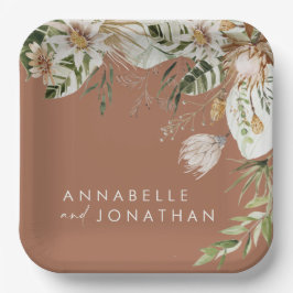 Plato De Papel Terracota simple botánico moderno y elegante folla