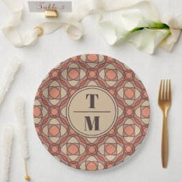 Plato De Papel Terracotta and Mauve Art Deco Paper Plates