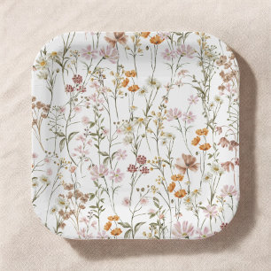 Plato De Papel Terracotta Boda De Flor Silvestre En Bloom Garden
