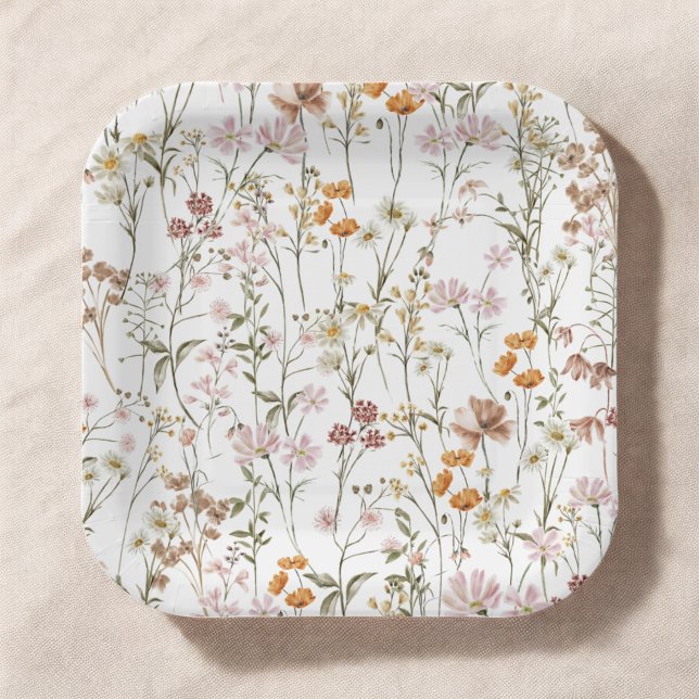 Plato De Papel Terracotta Boda De Flor Silvestre En Bloom Garden (Subido por el creador)