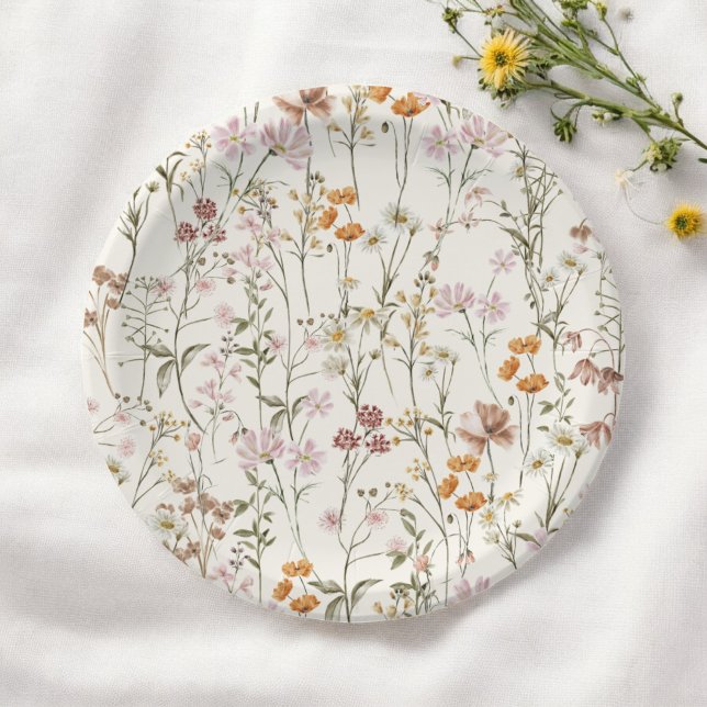 Plato De Papel Terracotta Boda De Flor Silvestre En Bloom Garden (Subido por el creador)