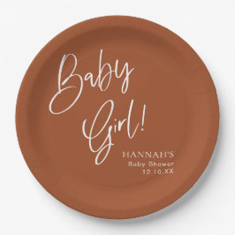 Plato De Papel Terracotta Bohemian Earthy Chica Baby Shower