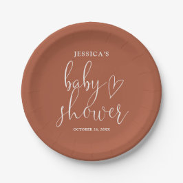 Plato De Papel Terracotta Boho Género Neutral Baby Shower
