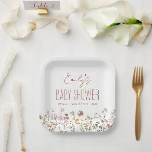 Plato De Papel Terracotta Flor Silvestre Boho Baby Shower En Bloo