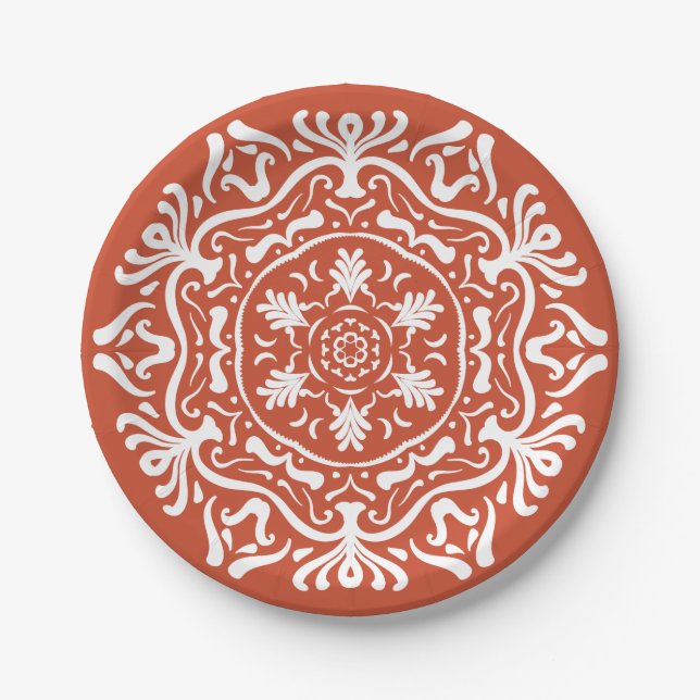 Plato De Papel Terracotta Mandala (Anverso)