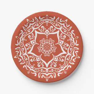Plato De Papel Terracotta Mandala