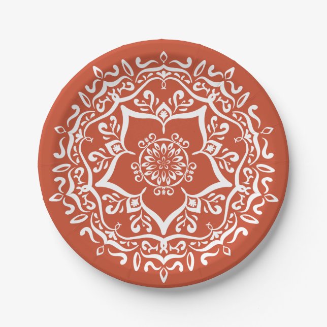 Plato De Papel Terracotta Mandala (Anverso)