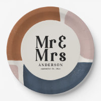 terracotta navy painterly abstract wedding mr mrs