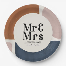 Plato De Papel terracotta navy painterly abstract wedding mr mrs