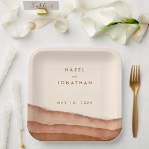 Plato De Papel Terracotta Ombre   Boda Minimalista del Boho