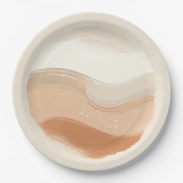 Plato De Papel Terracotta Peach & Beige Bohemian Boda moderno (Anverso)