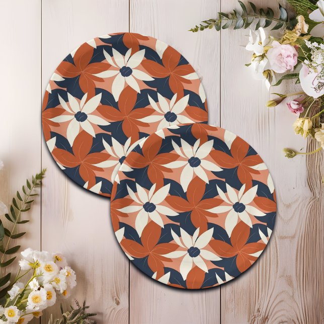 Plato De Papel Terracotta White Floral Elegante (Subido por el creador)