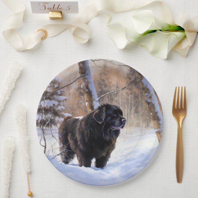 Plato De Papel Terranova Deja que nieve Navidad (Boda)