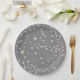 Plato De Papel Terrazzo gris moderno
