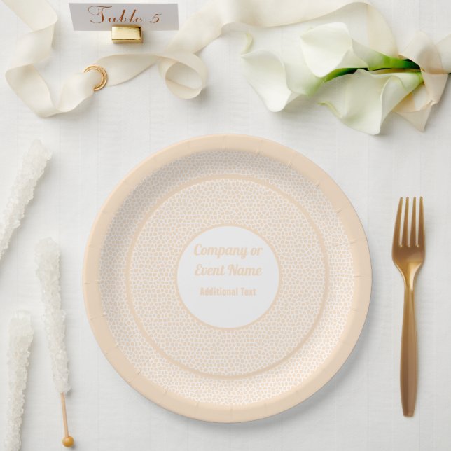 Plato De Papel Terrazzo - Naranja Melocotón - Redondo de 9 pulgad (Boda)