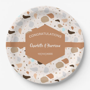 Plato De Papel Terrazzo Resumen Earthy Modern
