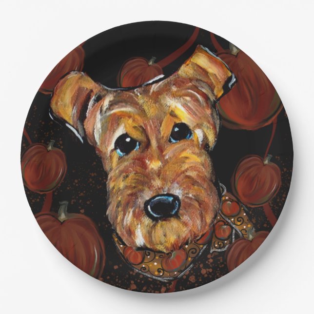 PLATO DE PAPEL TERRIER AIREDALE        (Anverso)