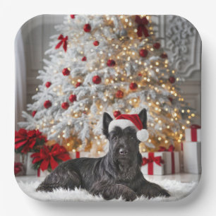 Plato De Papel Terrier escocés por árbol de Navidad