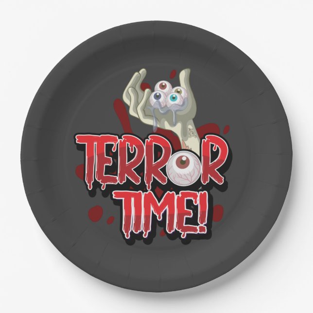 Plato De Papel Terror Time Zombie Hand con Ojos (Anverso)