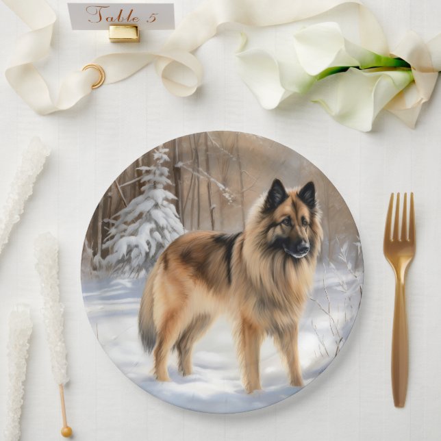 Plato De Papel Tervuren belga deja que nieve Navidades (Boda)