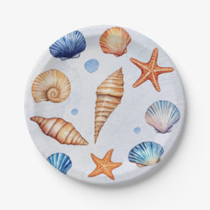 Plato De Papel Tesoro de conchas marinas modernas de la costa Cum