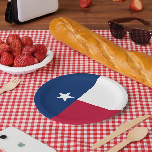 Plato De Papel Texan Flag, Flag of Texas (Picnic)