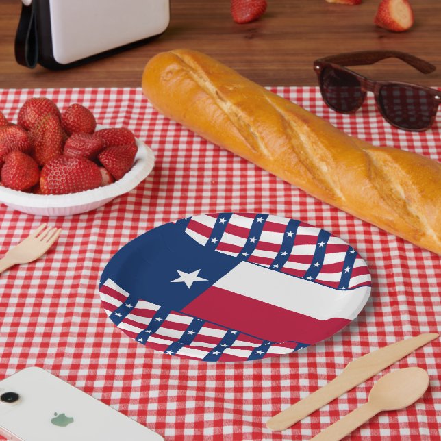 Plato De Papel Texan Flag, Flag of Texas (Picnic)