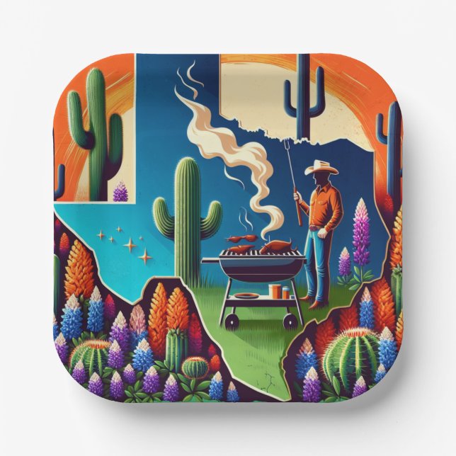 Plato De Papel Texas BBQ Fiesta 1 (Anverso)