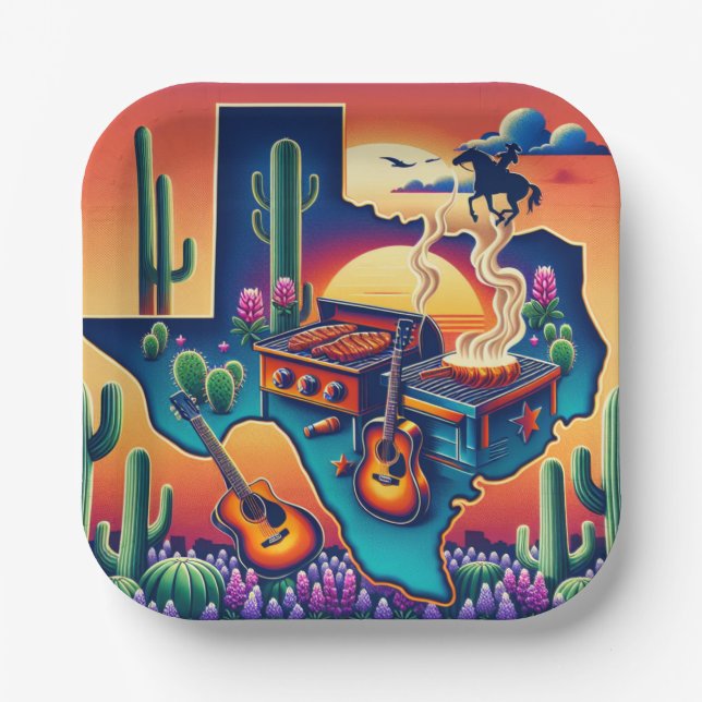 Plato De Papel Texas BBQ Fiesta 2 (Anverso)
