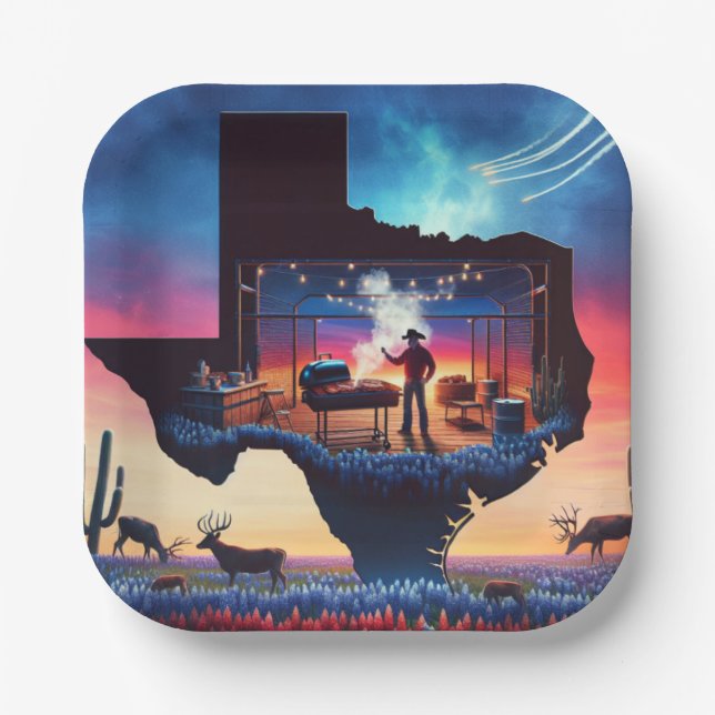 Plato De Papel Texas BBQ Fiesta 3 (Anverso)