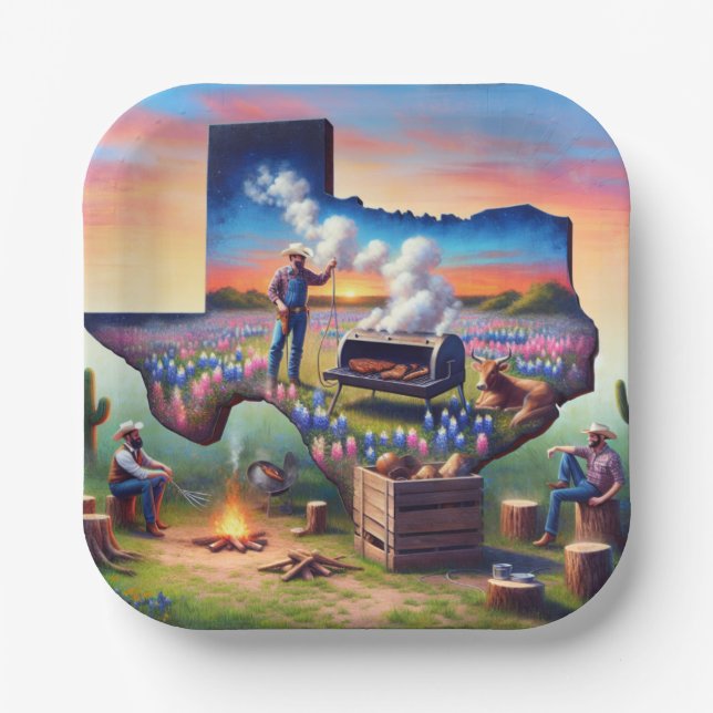 Plato De Papel Texas BBQ Fiesta 4 (Anverso)