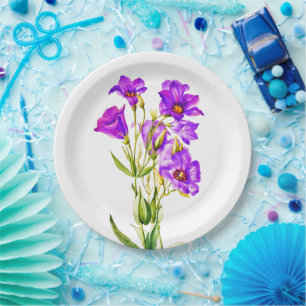 Plato De Papel Texas Bluebells Eustoma Russellianum