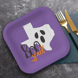 Plato De Papel Texas Boo Y'all Halloween