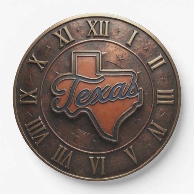 Plato De Papel Texas Copper Medallion State Map  (Anverso)