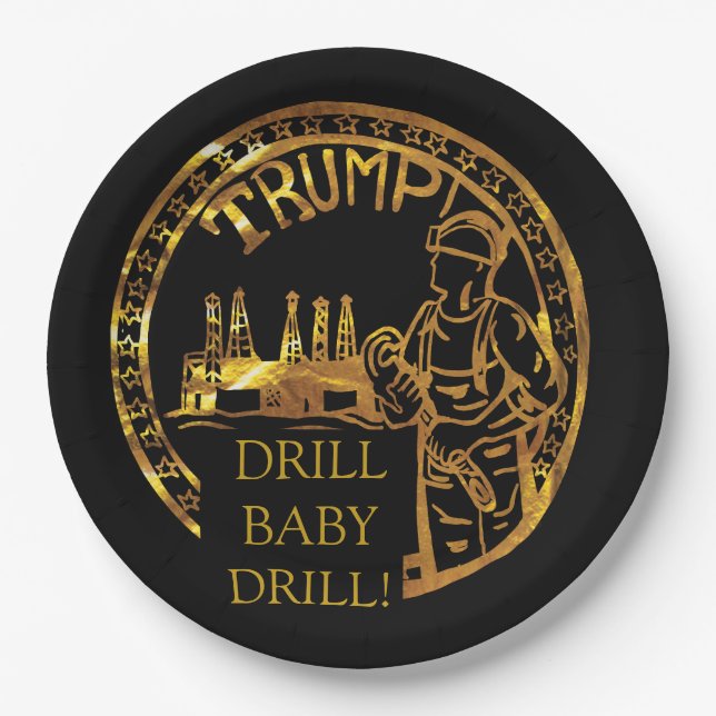 PLATO DE PAPEL TEXAS DRILL BABY DRILL (Anverso)