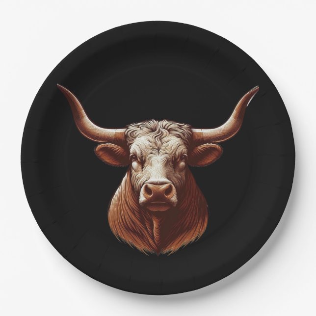 Plato De Papel Texas Longhorn (Anverso)