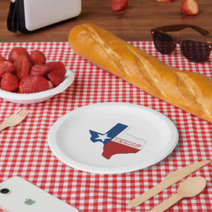 Plato De Papel Texas Shaped Lone Star State Flag Fiesta texano