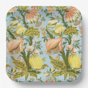 Plato De Papel Textil Clásico Barroco Floral Frutas Damask