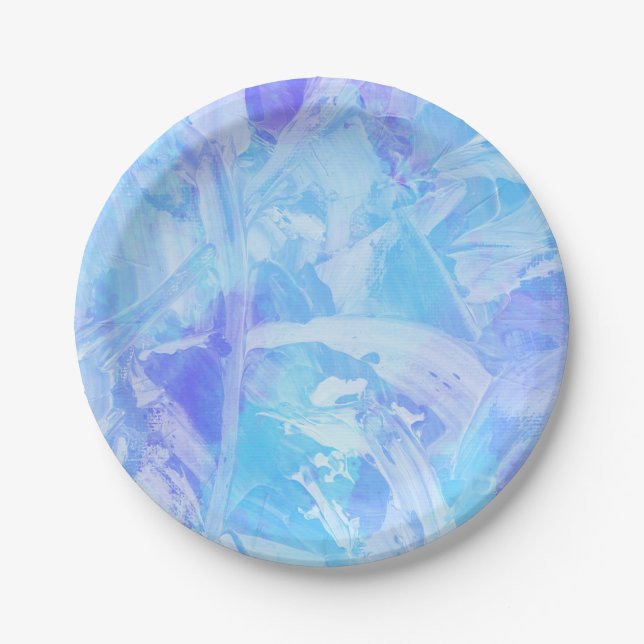 Plato De Papel Texto azul y púrpura texturizado  (Anverso)