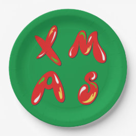 Plato De Papel Texto de burbuja de navidad