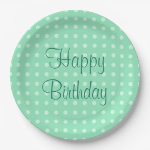 Plato De Papel Texto de Feliz Cumpleaños Puntos Rústico Lunares V