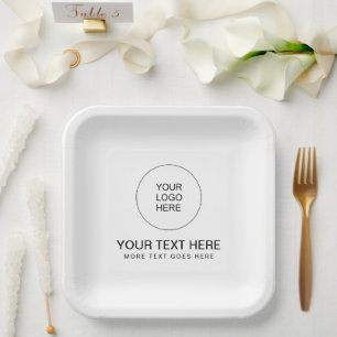 Plato De Papel Texto de logotipo de empresa de plantilla personal