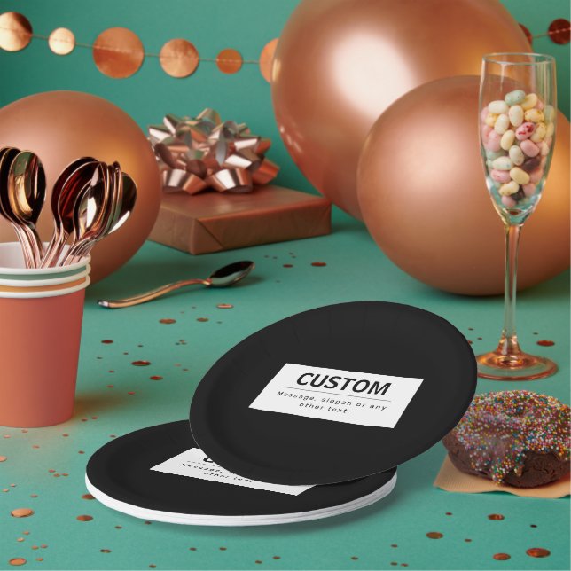 Plato De Papel Texto editable de negrita moderno | Blanco y negro (Multi)