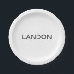 Plato De Papel Texto editable moderno | Gris blanco y oscuro<br><div class="desc">Aspecto Minimalista editable,  edite como quieras!</div>