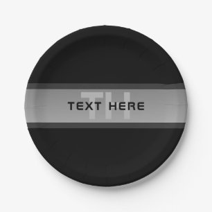 Plato De Papel Texto moderno con capas de Personalizable   Negro 