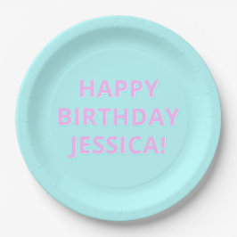 Plato De Papel Texto personalizable Feliz Cumpleaños a cualquier 