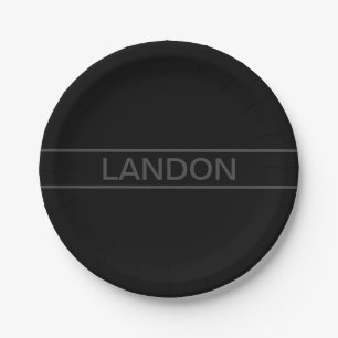 Plato De Papel Texto personalizable Negro moderno en negrita y