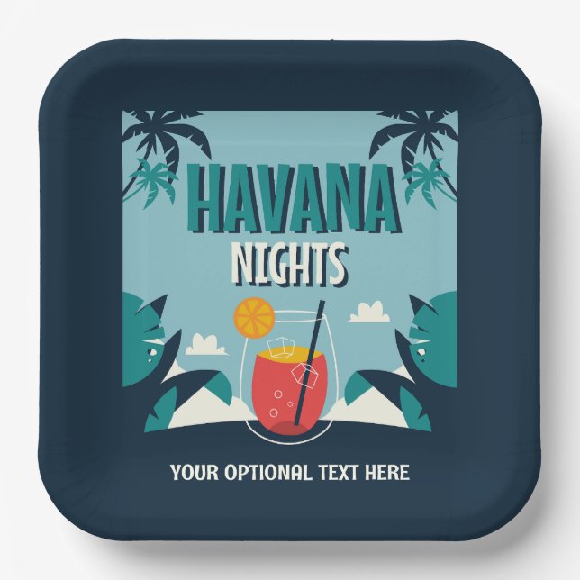Plato De Papel Texto personalizado "Las noches de La Habana" (Anverso)