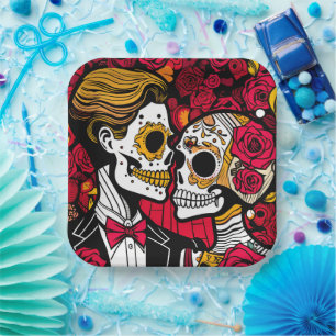 Plato De Papel texto personalizado 💀 Pop Día de Muertos